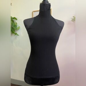 Reformation Jeans Black Ribbed Mock Turtleneck Top – XS
